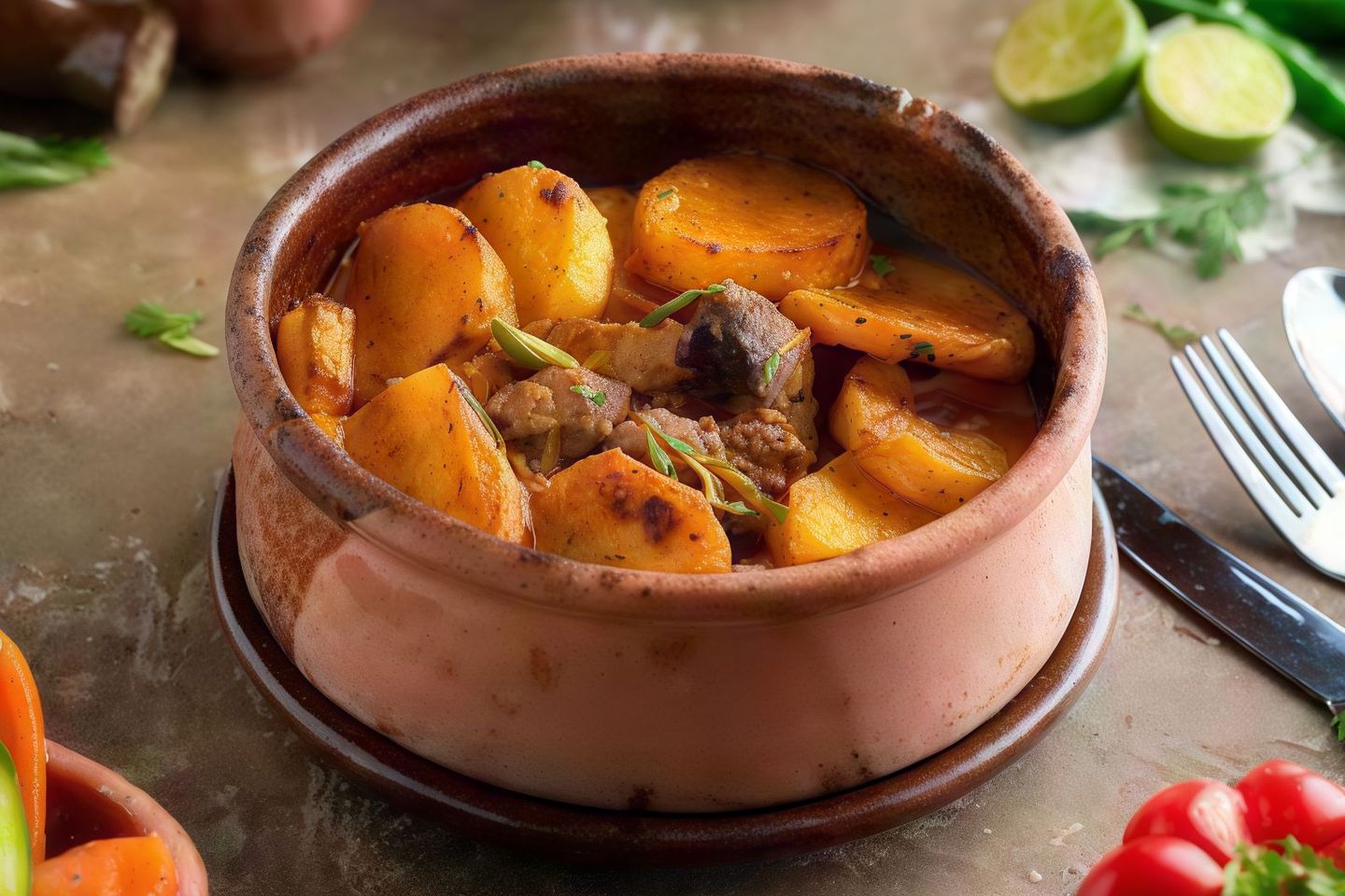 Baked Potatoes Tagine With Meat