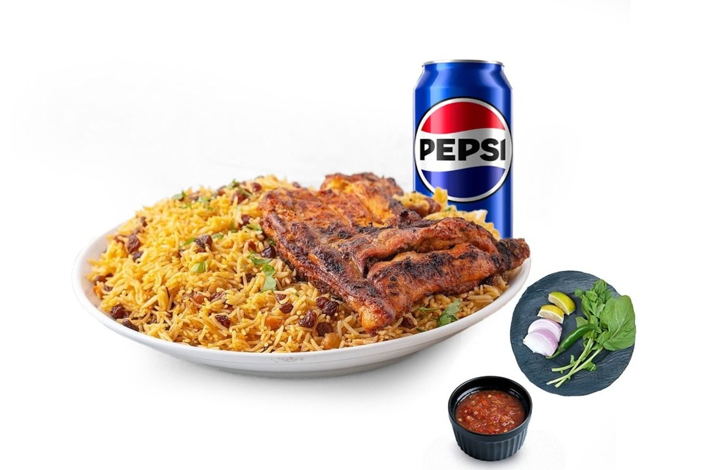 نصف علي الفحم وجبة +مشروب
