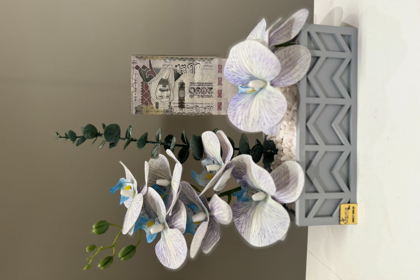 Artificial Rose With Wooden Vase