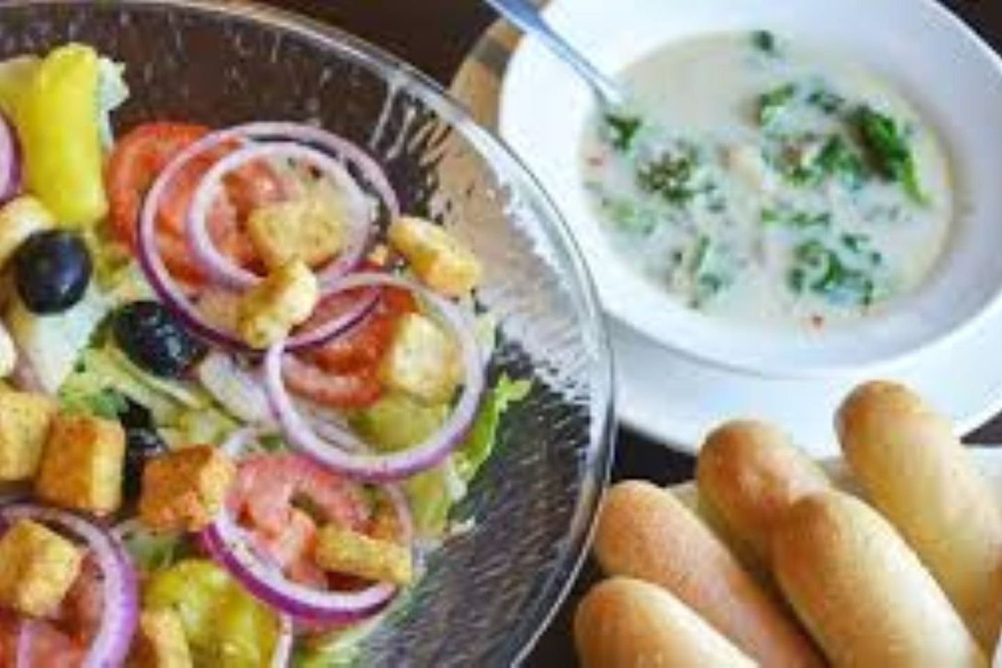 Soup Salad And Bread Sticks