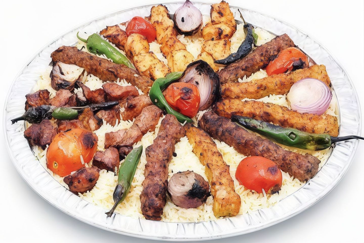 نصف كيلو مشاوي مشكل مع أرز