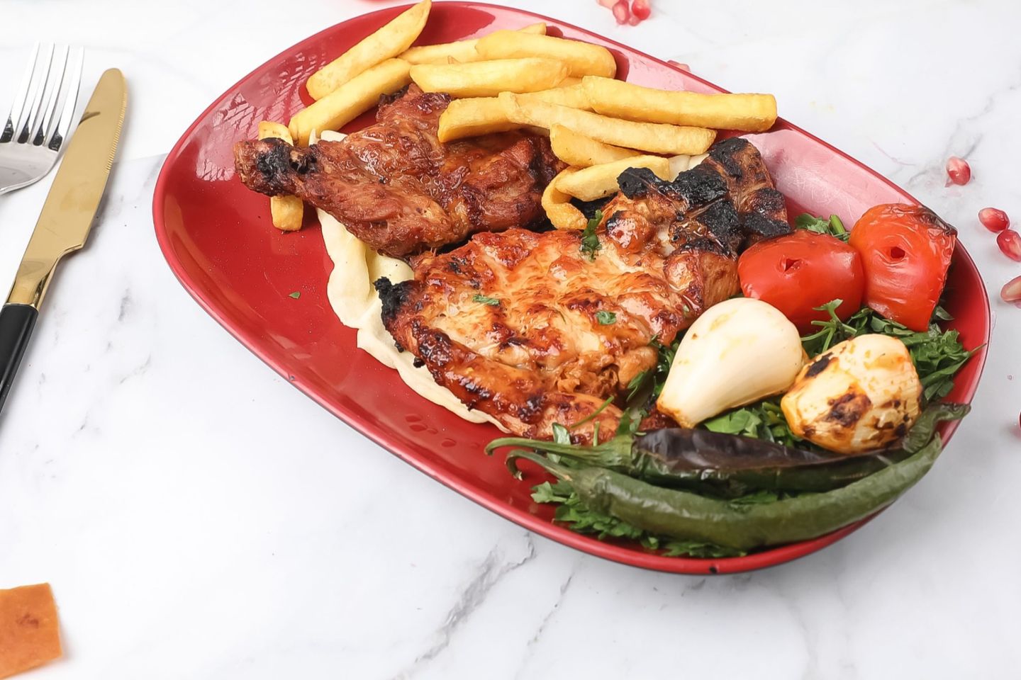 نص دجاج مسحب مع الارز