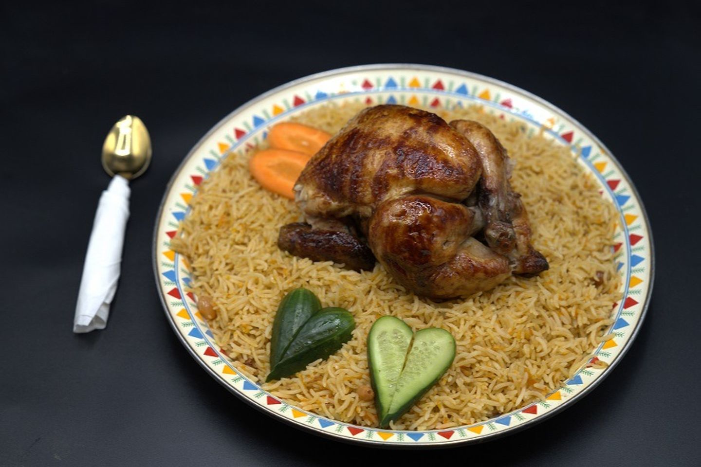 نصف شواية مع ارز شعبي