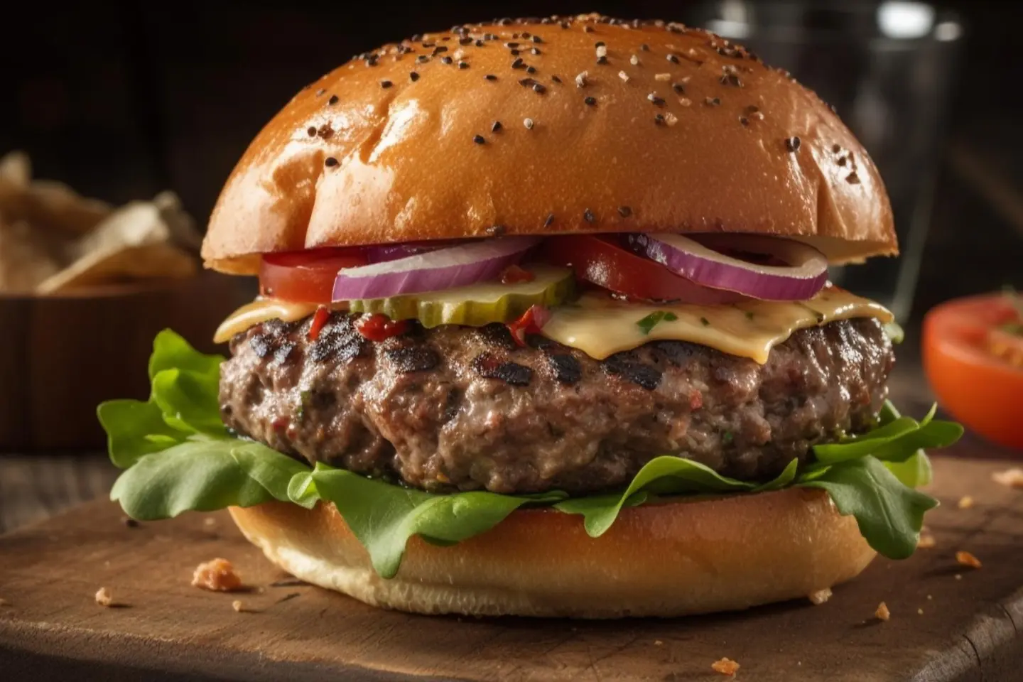 برجر لحم بقري مهروس كلاسيكي