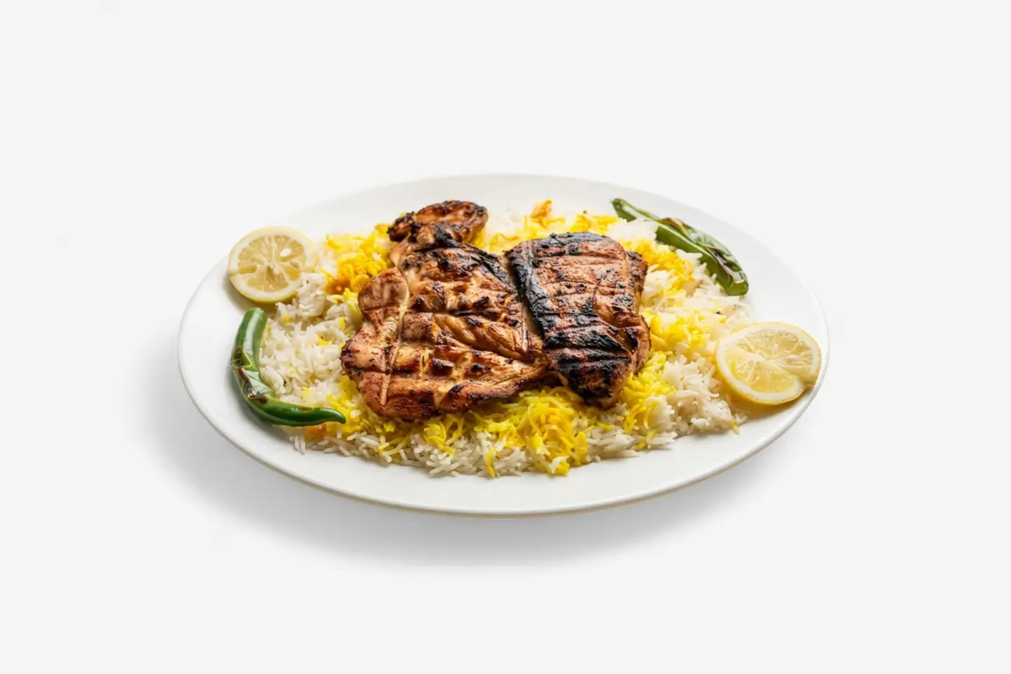 نصف حبة دجاج مع رز