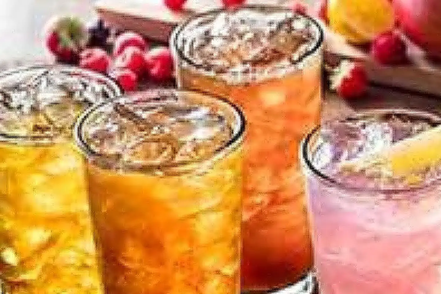 شاي مثلج بالمانجو والفراولة