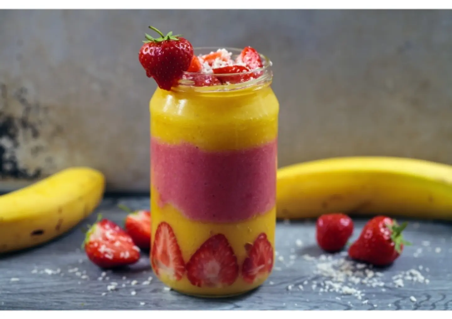 Layered Mango Strawberry Juice