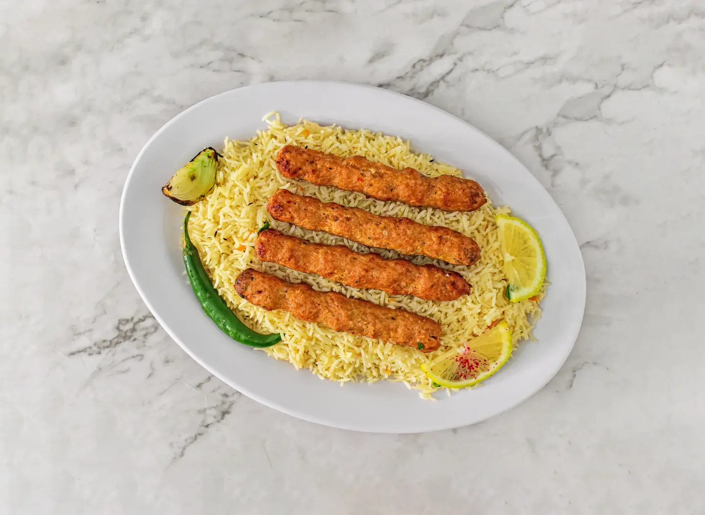 كباب دجاج مع الرز