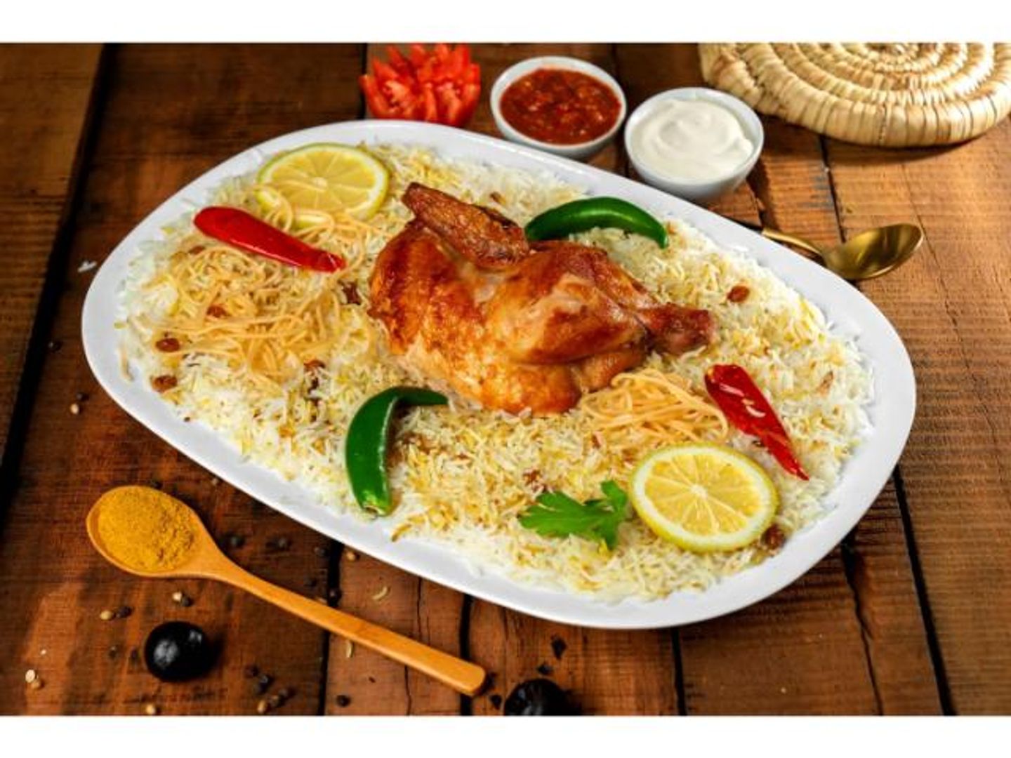 نصف دجاج مظبي رز شعبي