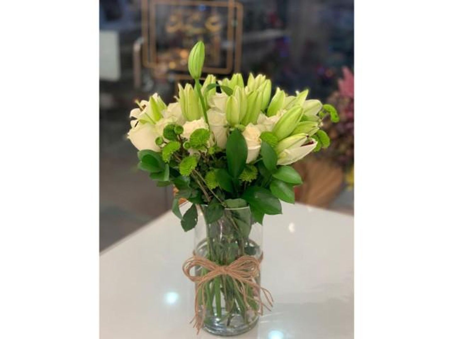 White Rose Vase