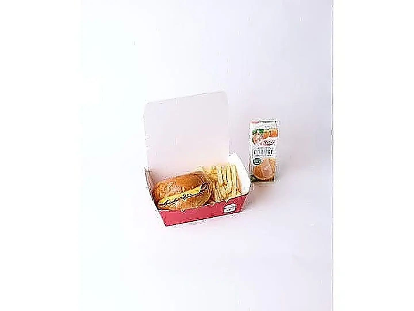 Chicken Burger And Fries And Juice