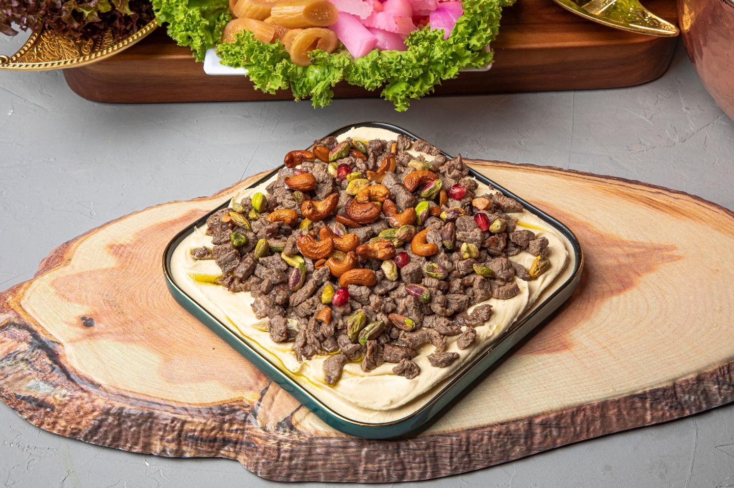 Hummus With Meat Nuts Dish - Medium