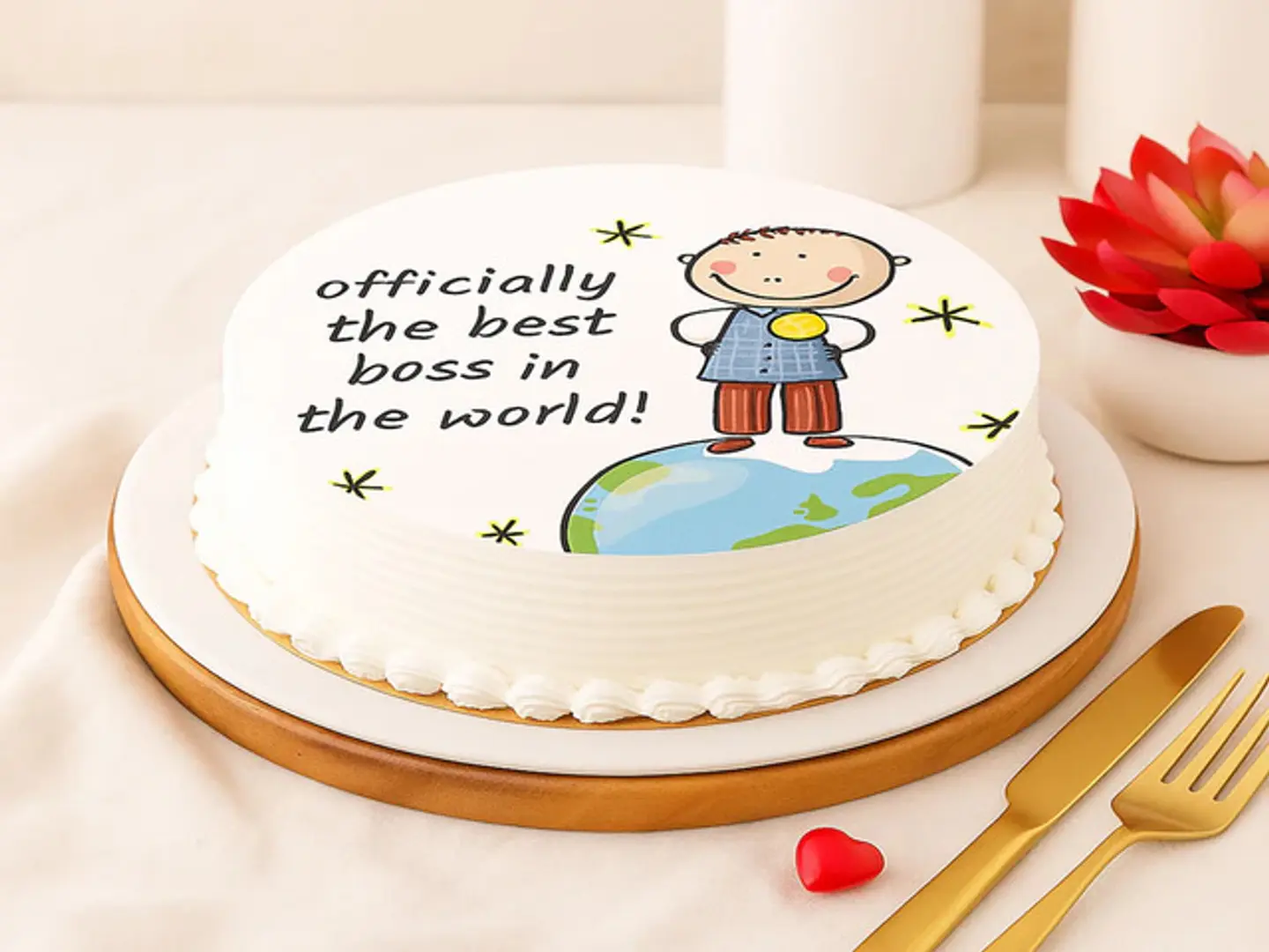 Cute Best Boss Fondant Cake 500 Grams