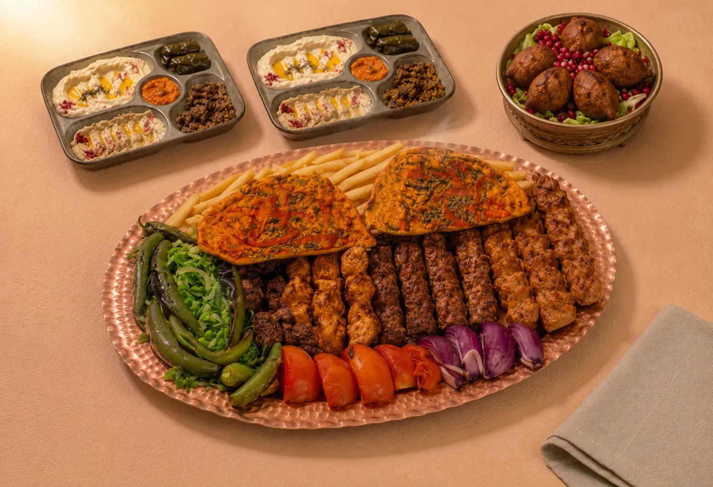 Offer: 16 Mixed Kebab Skewers, 2 Appetizer Plates, 4 Pieces Of Kibbeh