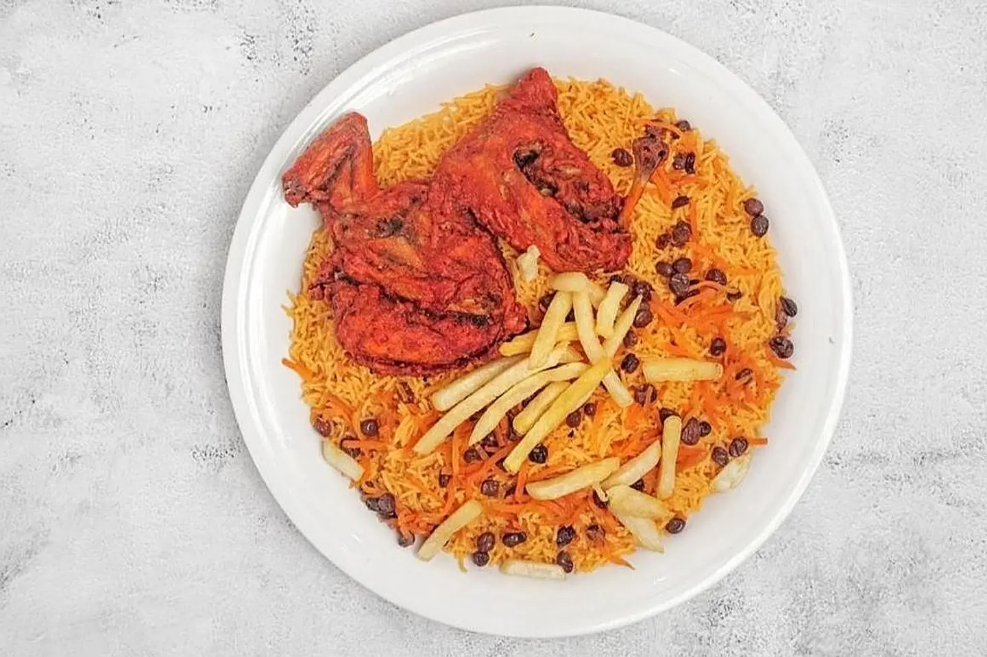 Half Fried Chicken With Rice