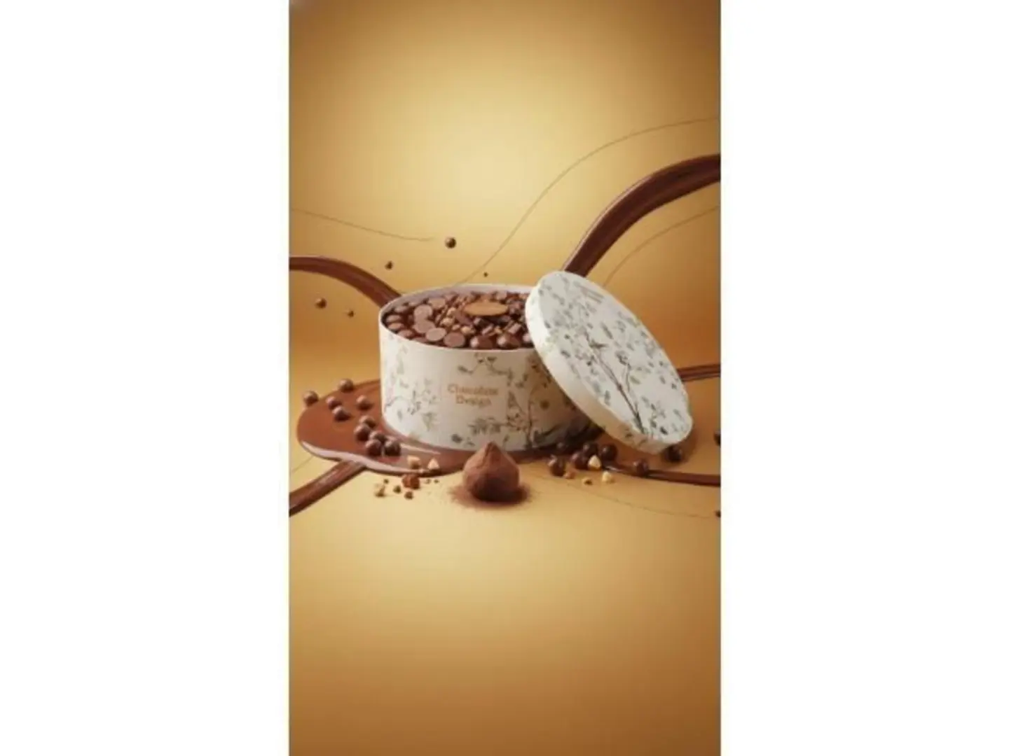 Large Round Cardboard Box Beige