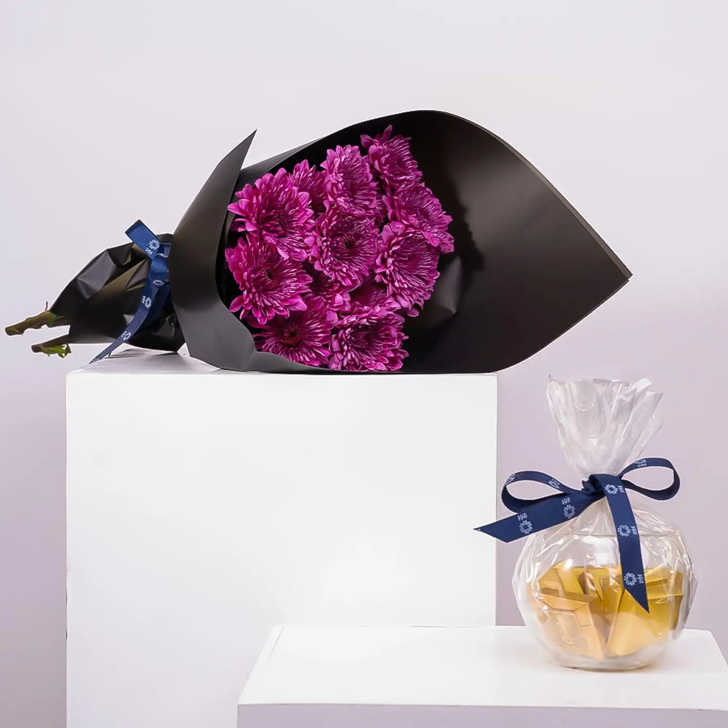 A Purple Cherry Bouquet With Patchi Chocolates
