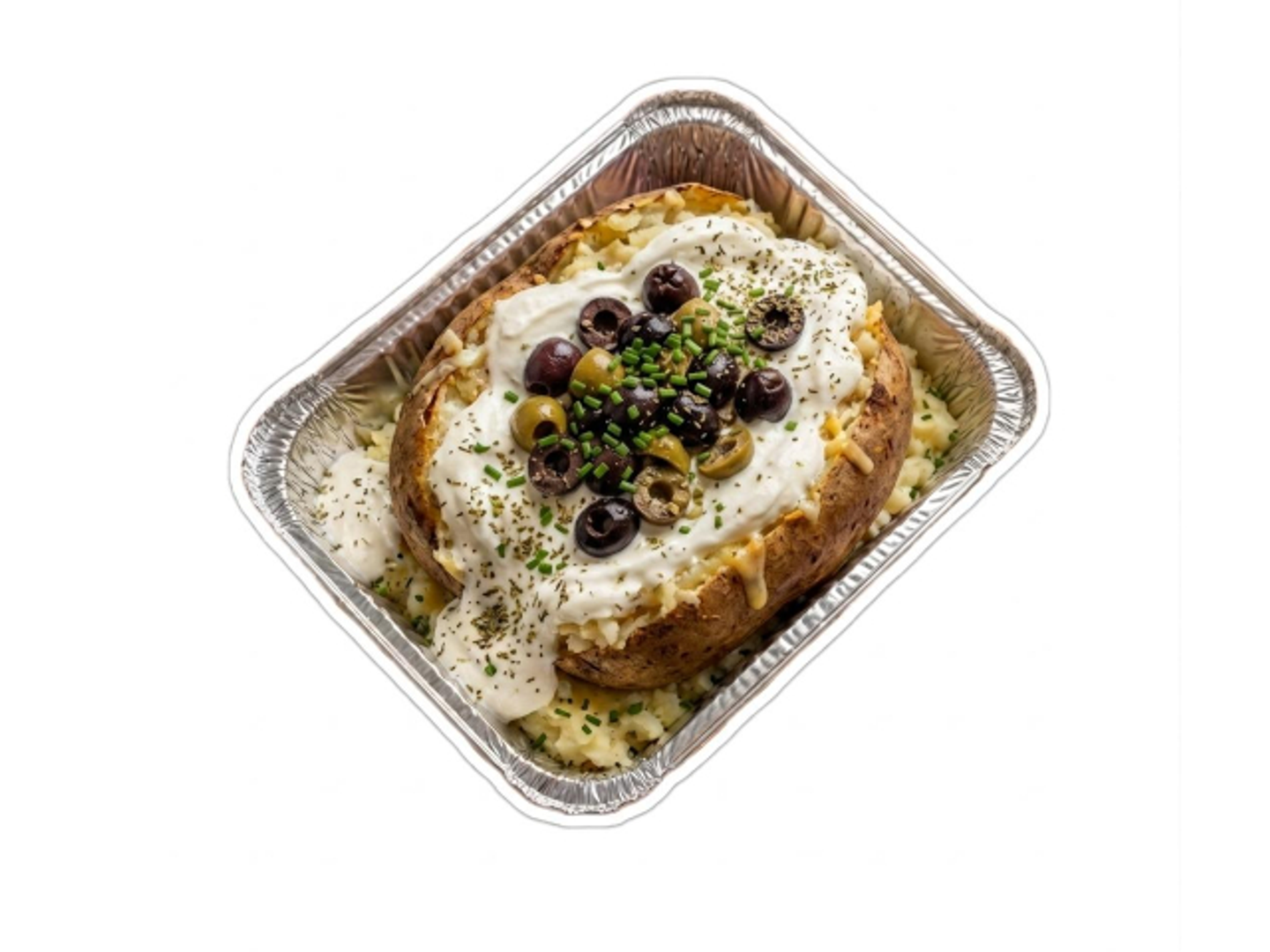 Baked Potato With Labneh With Olives