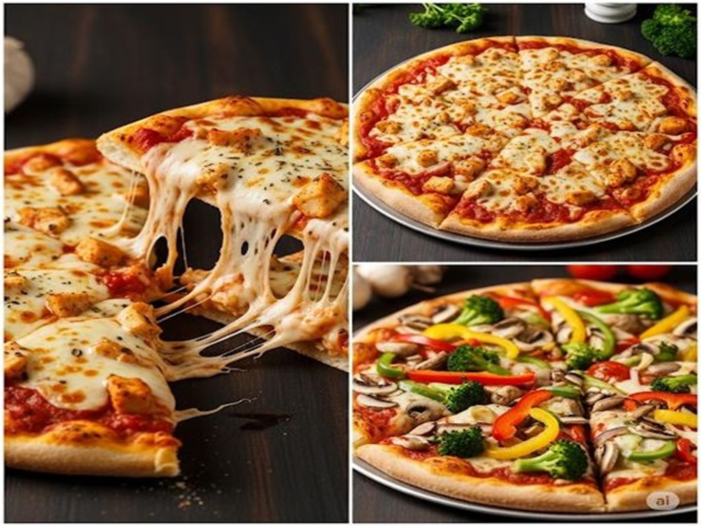 بيتزا دجاج حجم وسط + بيتزا خضار صغير