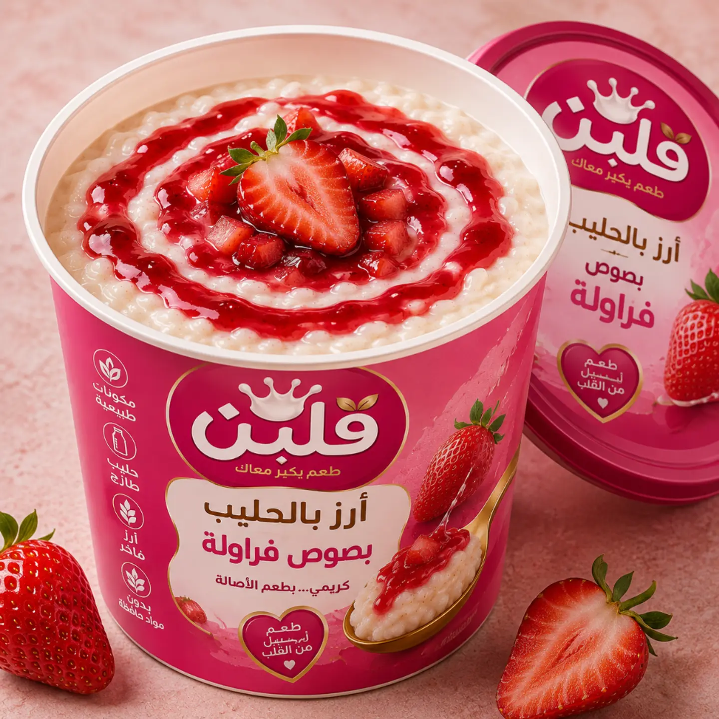 أرز بالحليب بالفراولة