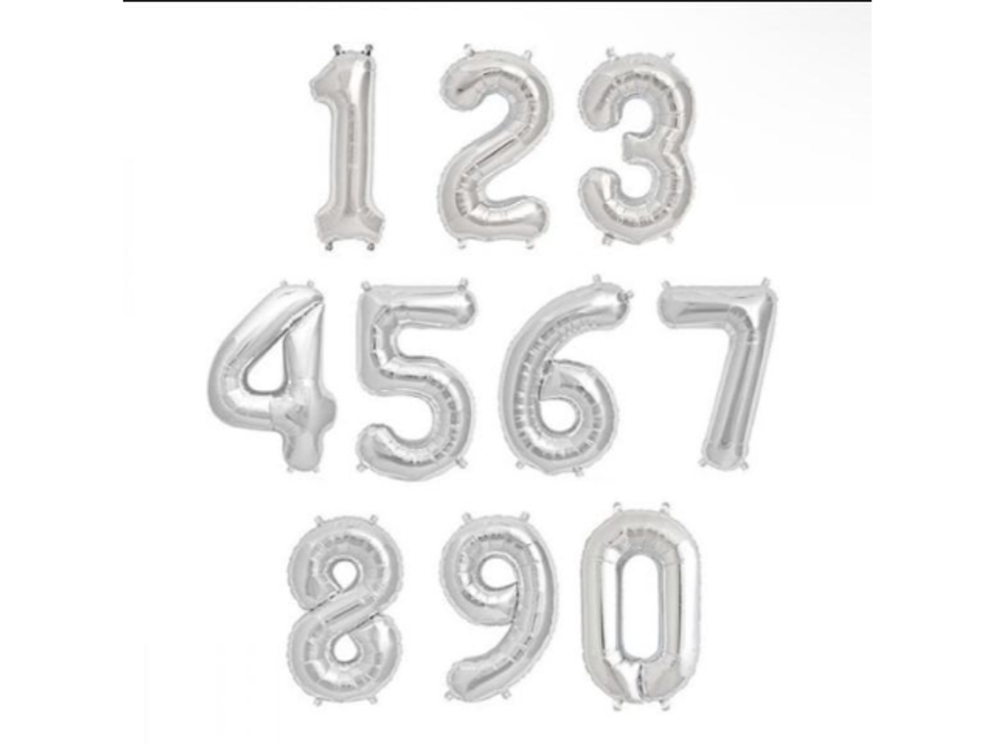 بالون هيليوم ارقام1 9 فضي