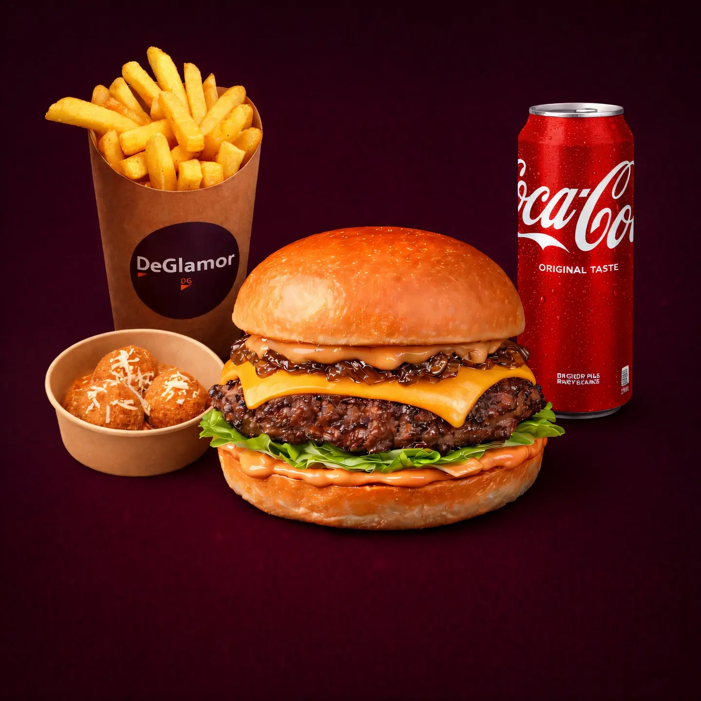 وجبة برجر اللحم مع 3 قطع الماك اند تشيز