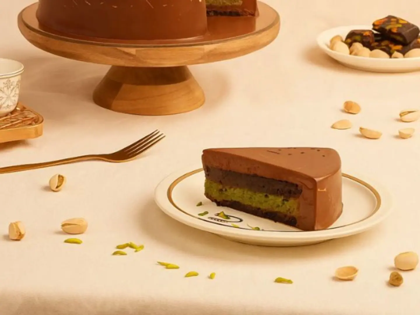 Dubai Viral Pistachio Kunafa Chocolate Mousse Cake Slice 100gms