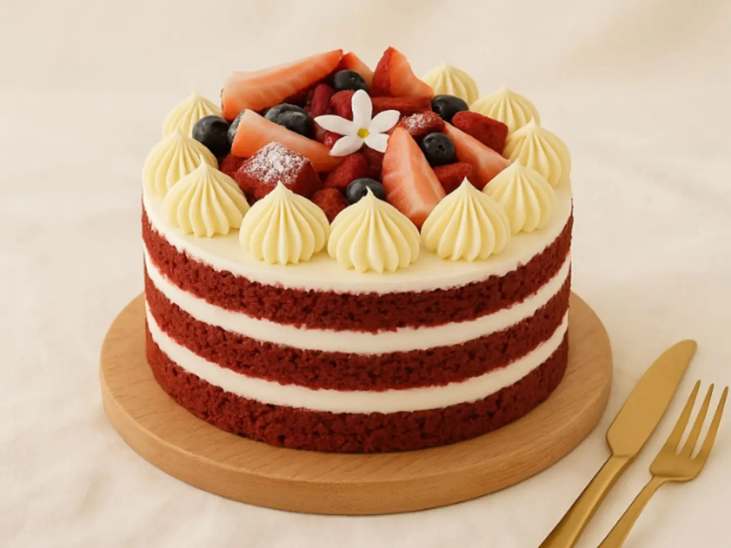 Red Velvet Cake With Chocolate And Cherries