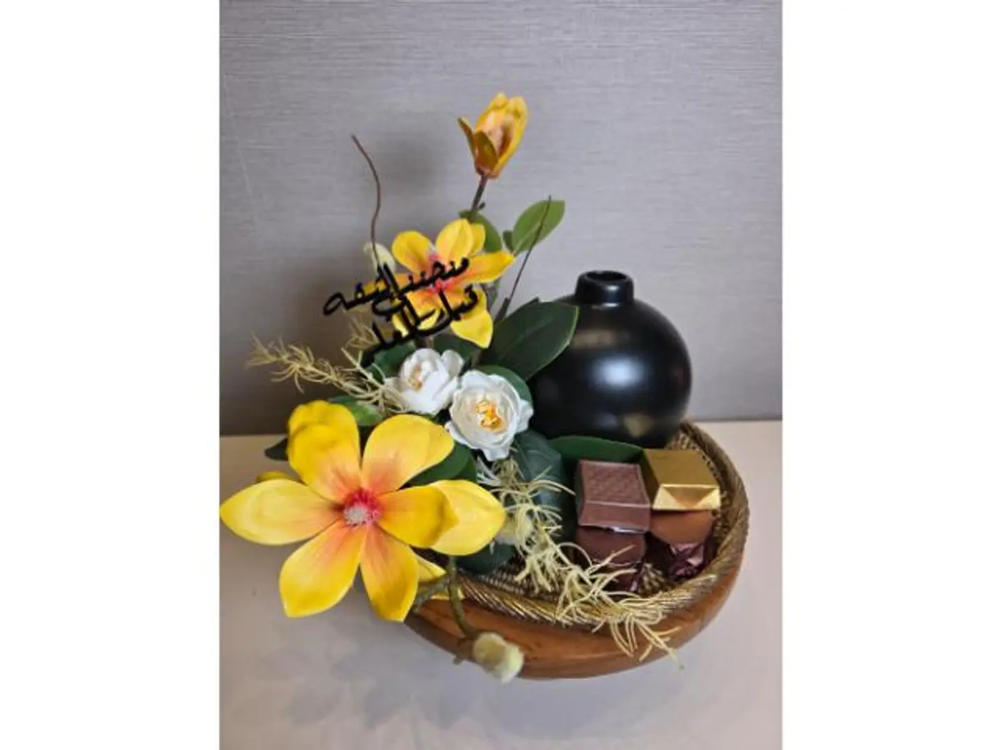 Black Vase With Chocolates