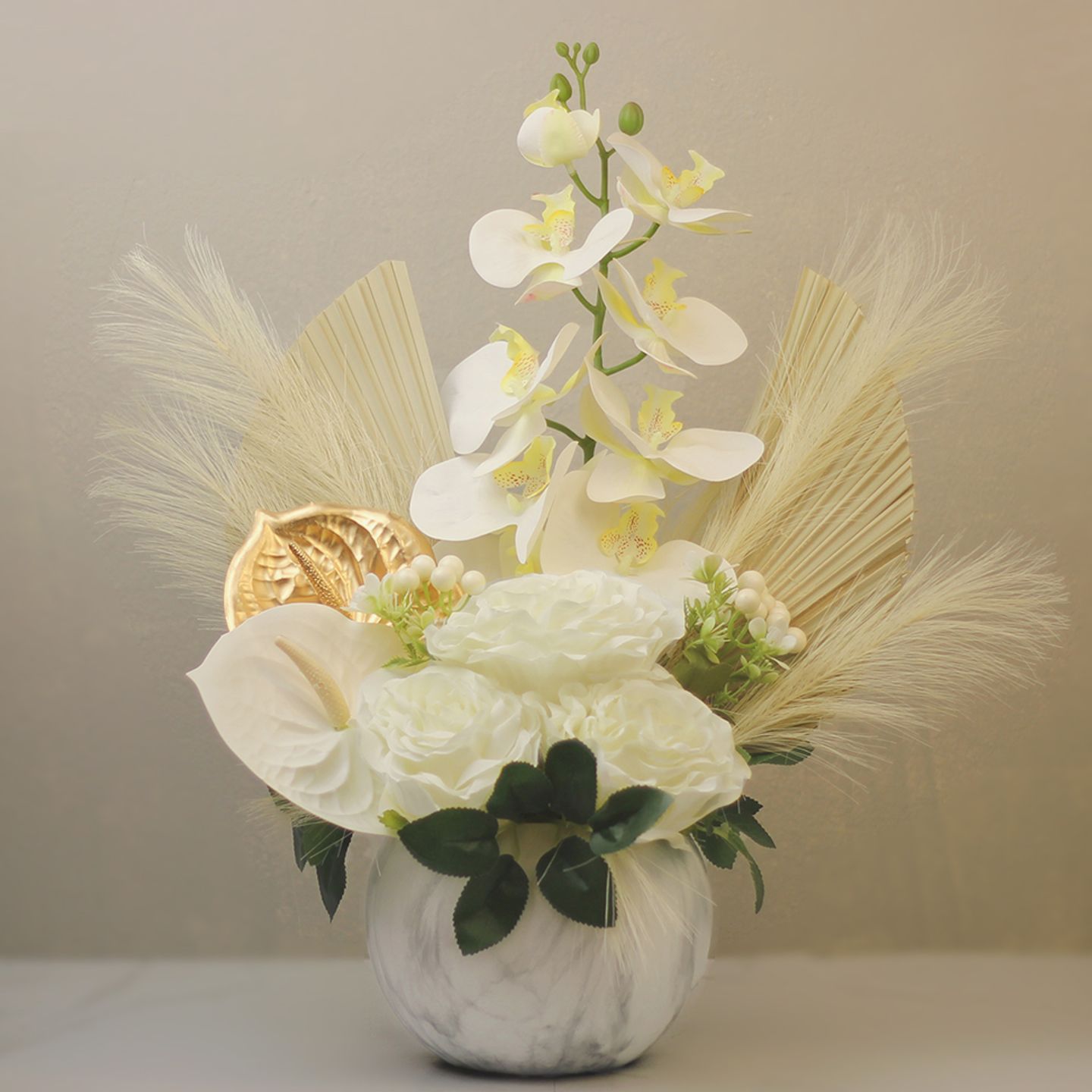 White Orchid Vase (Artificial) 1
