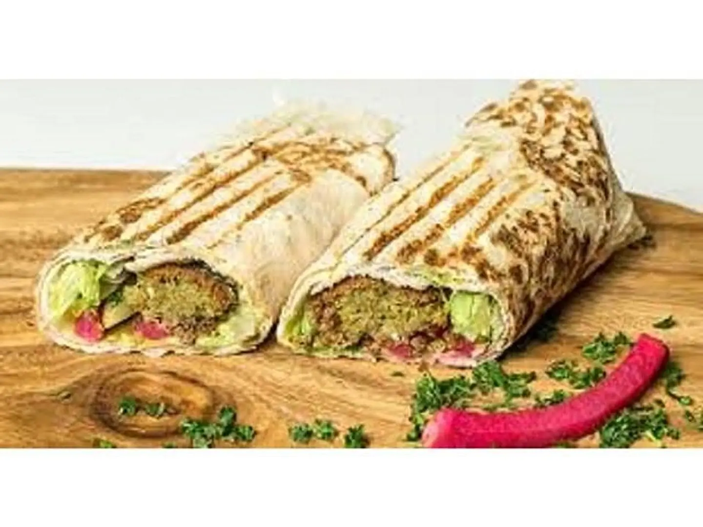 Mixed Falafel Sandwich With Hummus On Pan Seared