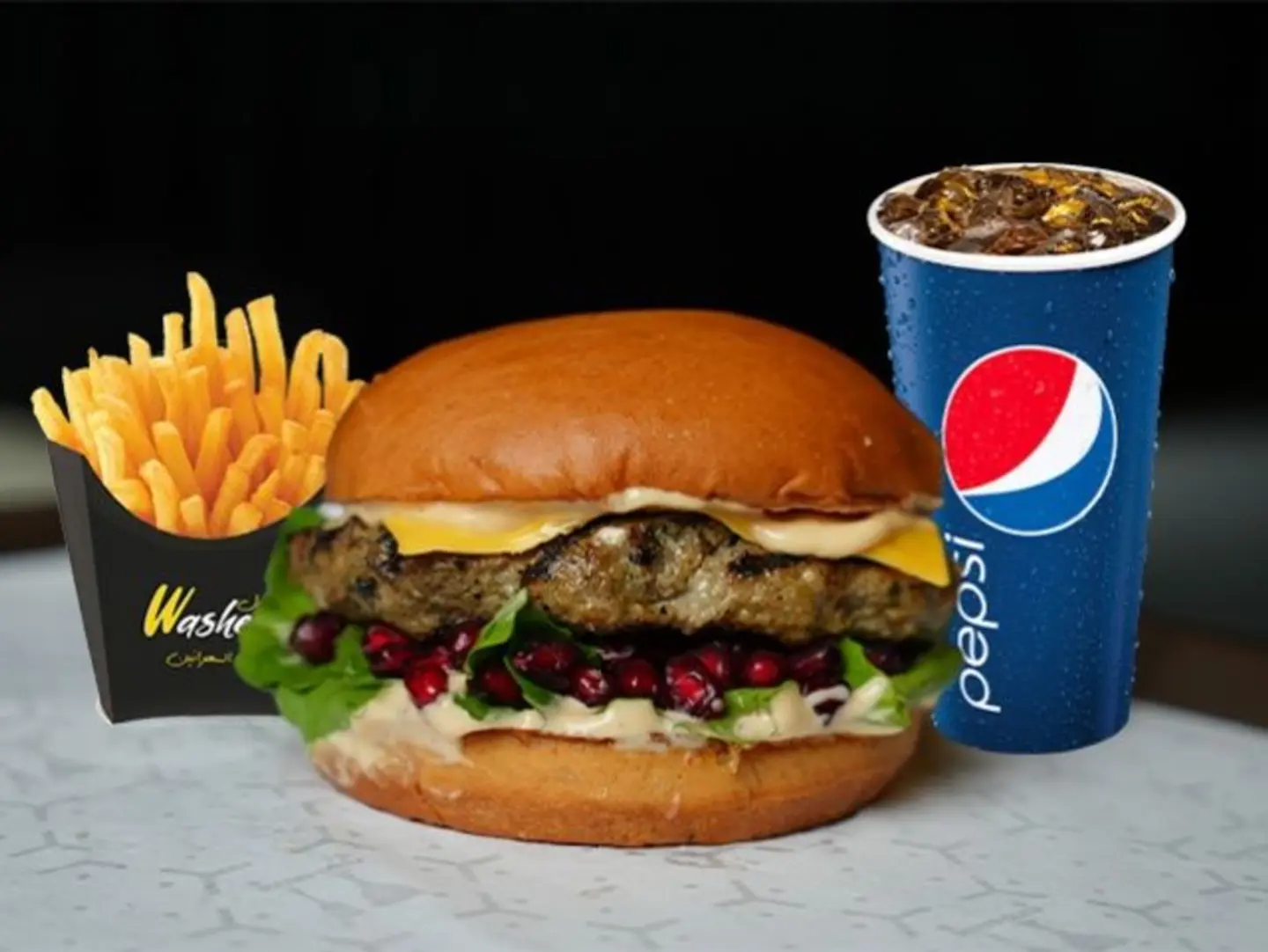 Pomegranate Beef Burger Meal