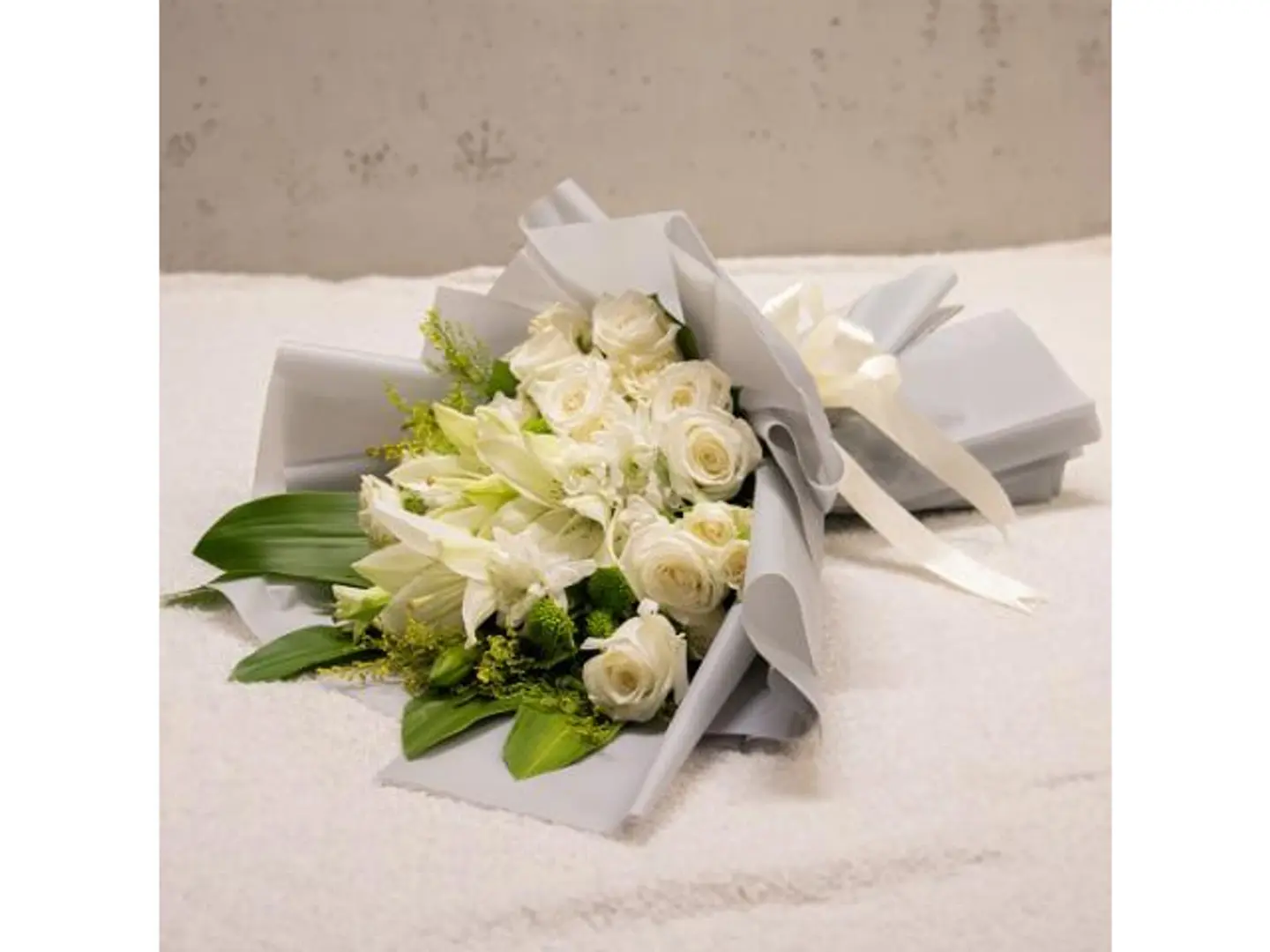 White Flowers With Grey Wrapping