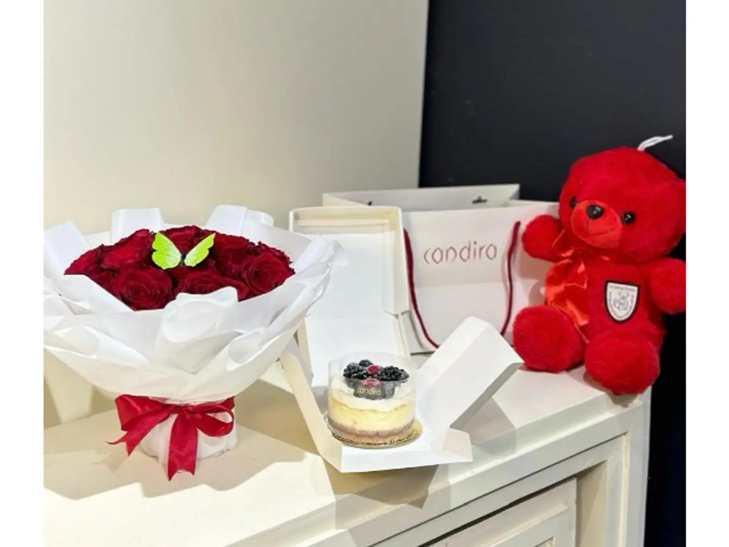 Mini Bouquet + Mini Cake + Mini Teddy Bear