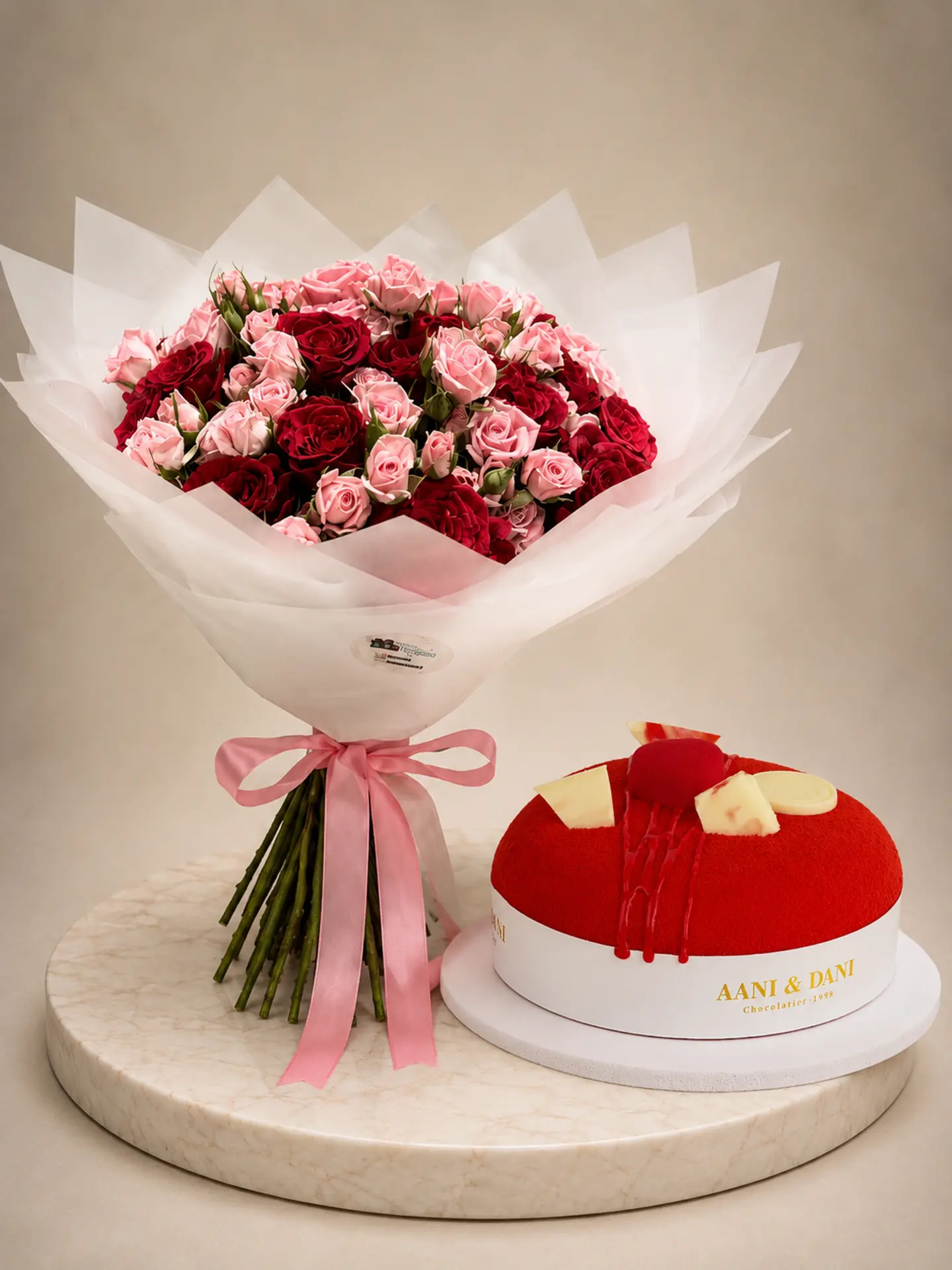 Whispers Of Love Bouquet With Red Velvet Cake