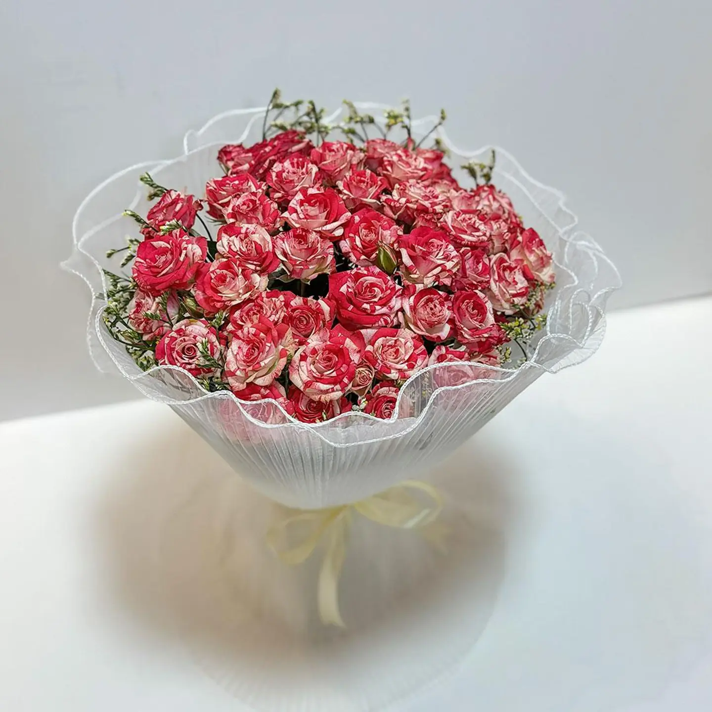 Baby Rose Red And White Striped Bouquet 219