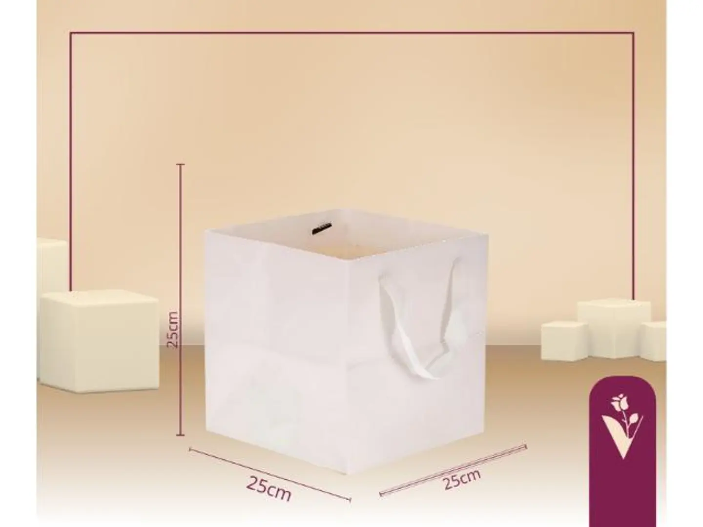 أكياس هدايا قاعدة مربع وسط أبيض