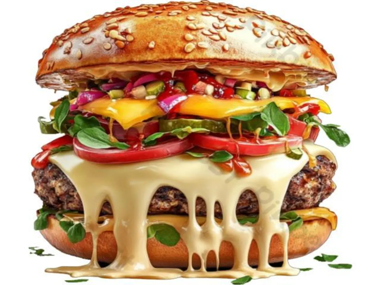 ساندوتش برجر لحم مع جبن