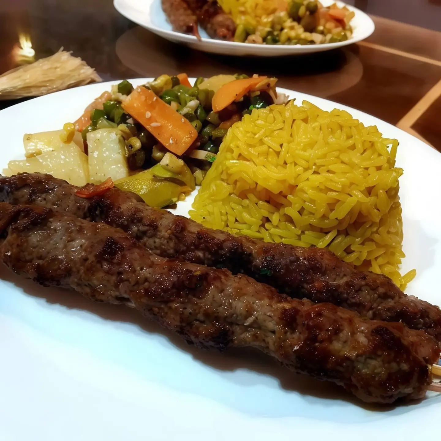 Oven Kofta With Rice And Vegetables