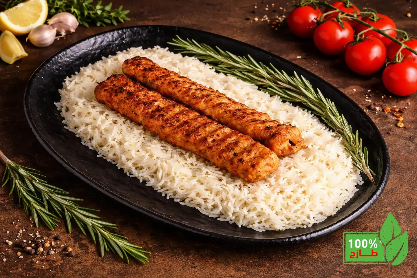 كباب دجاج مع الأرز