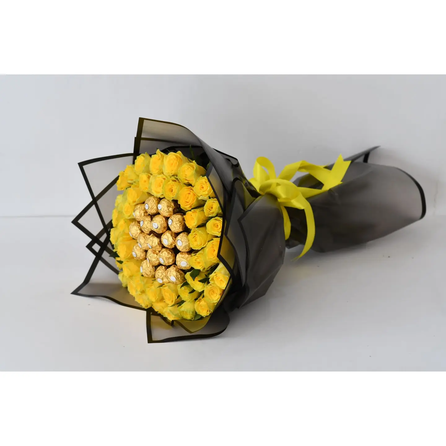 Yellow Flower Bouquet With Chocolate