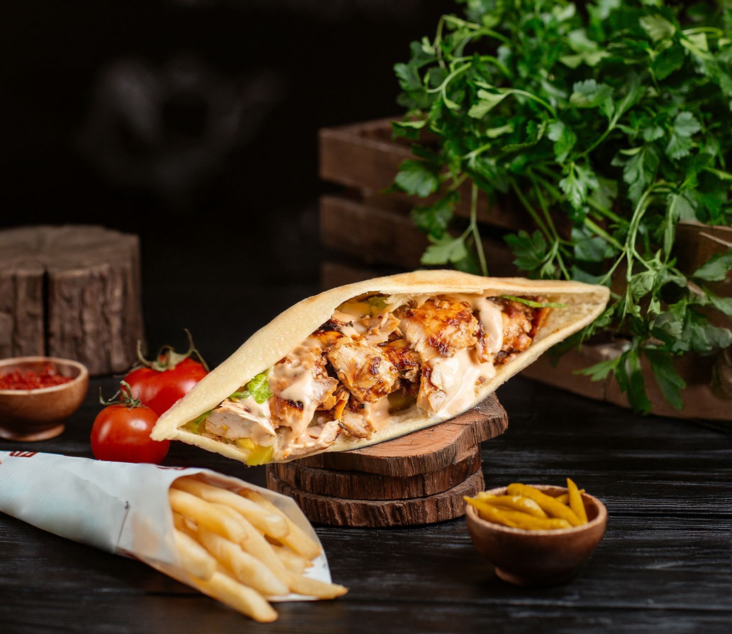 شاورما دجاج خبز عراقي