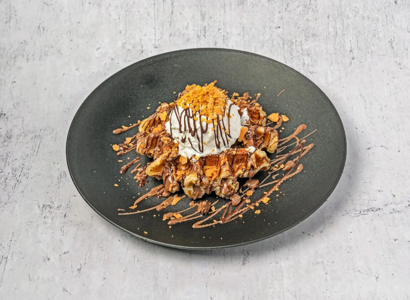 Belgian Waffle With Ice Cream