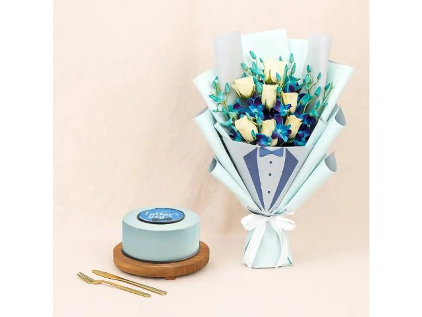Fathers Day Flowers N Cake Combo