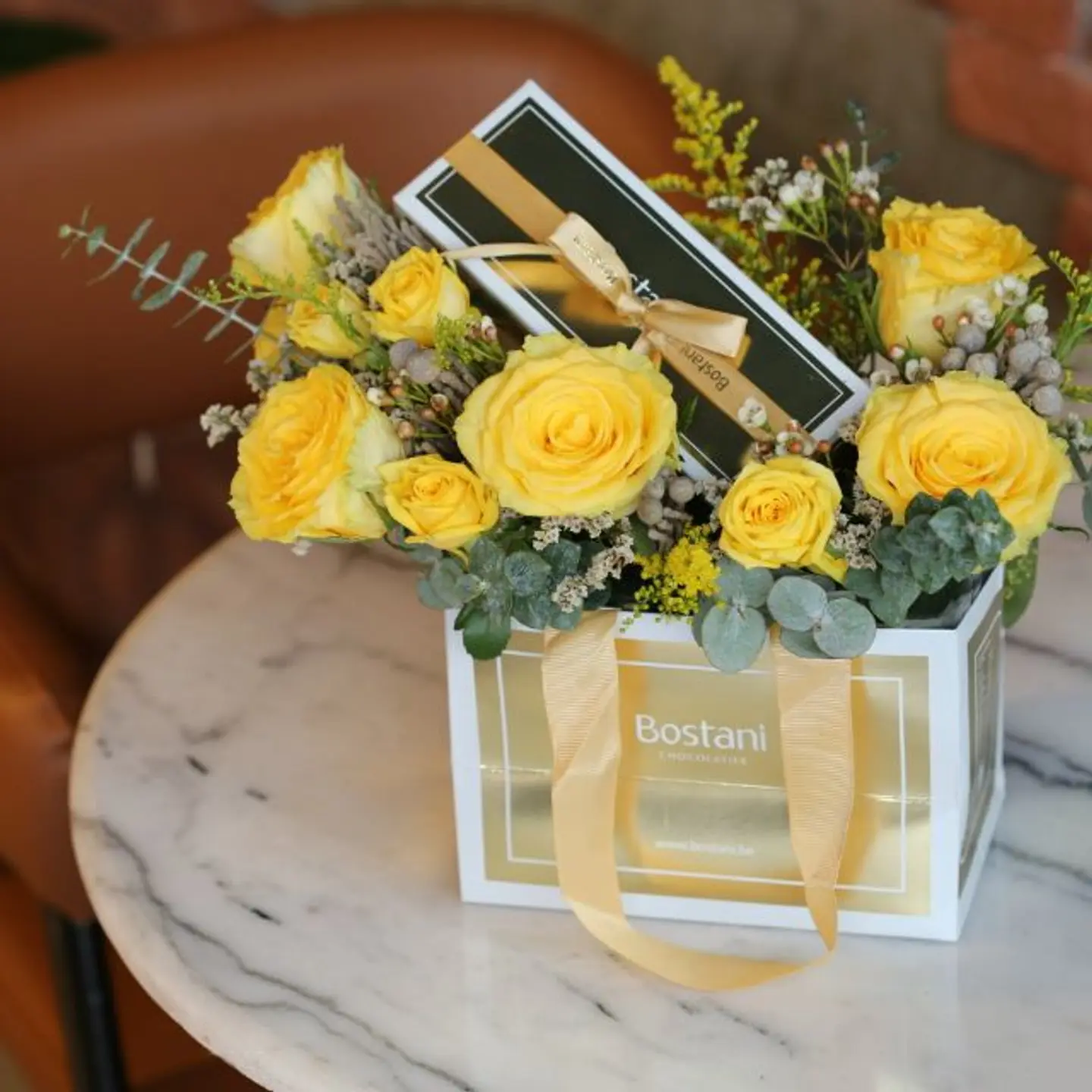 Bostani Chocolate And Yellow Roses