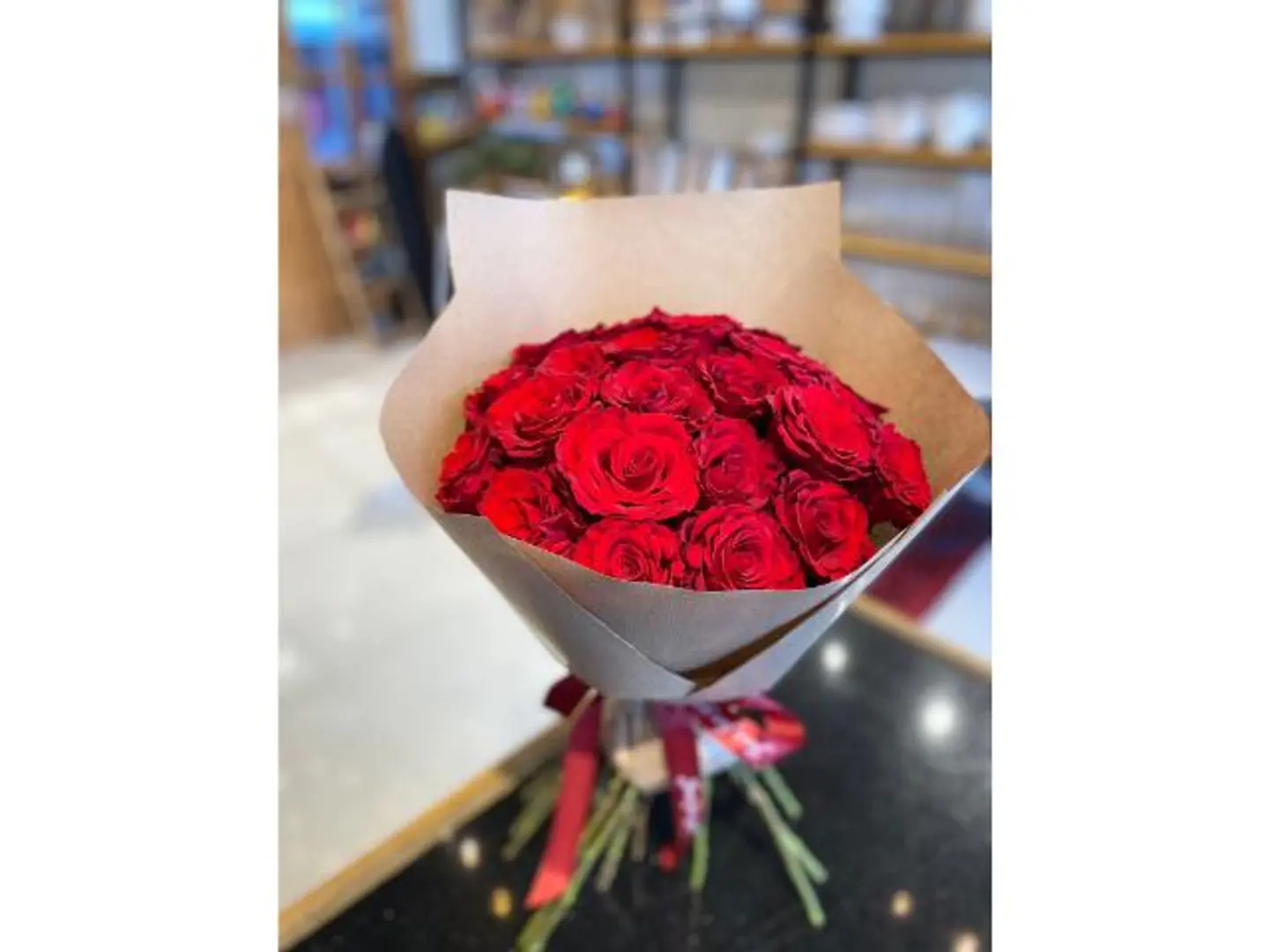 Red Rose Bouquet With Paper Wrapping