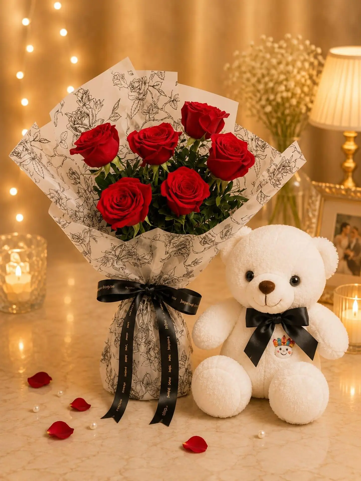Teddy Bear With Roses 8