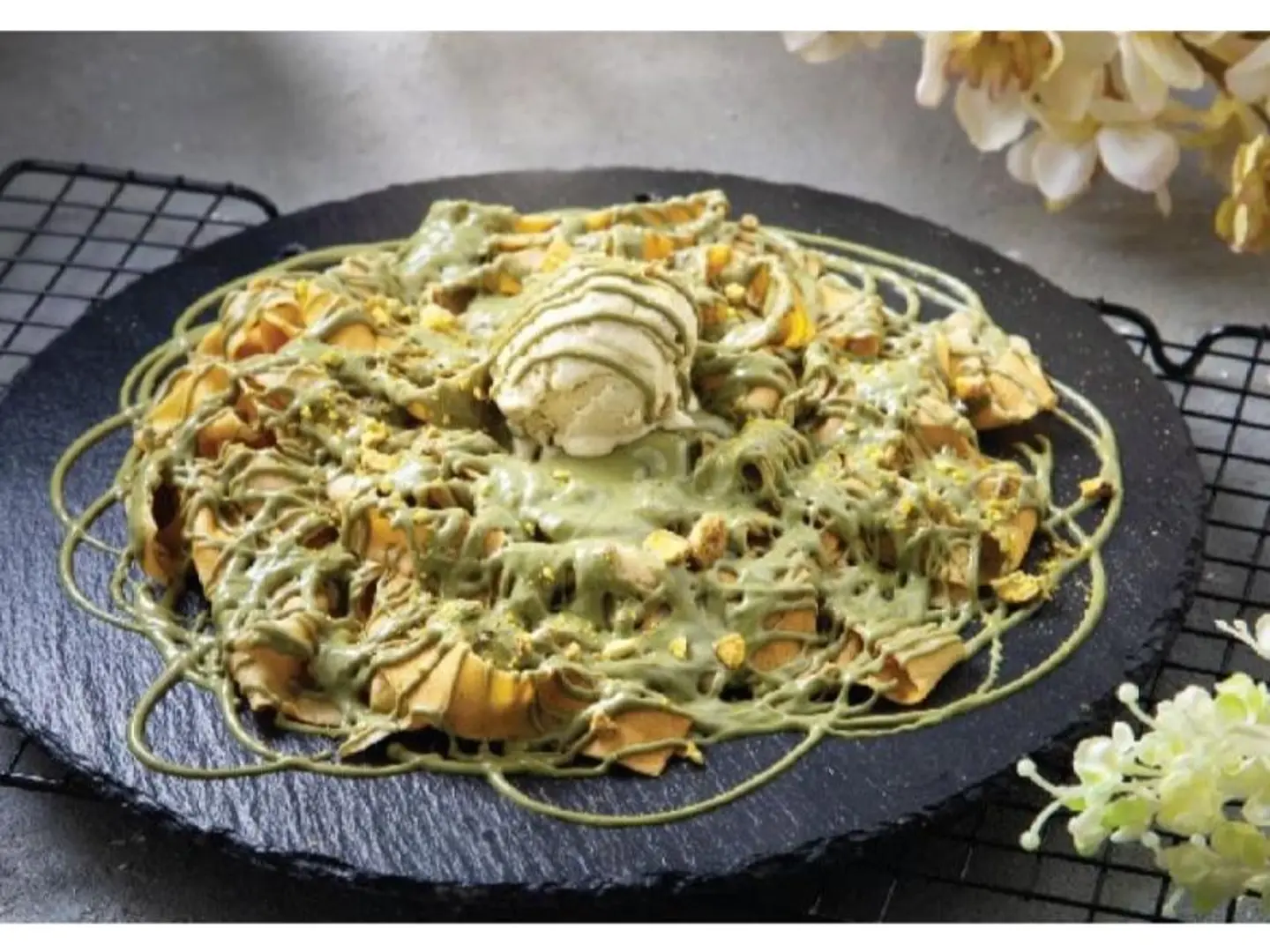 Pistachio Fettuccine Crepe