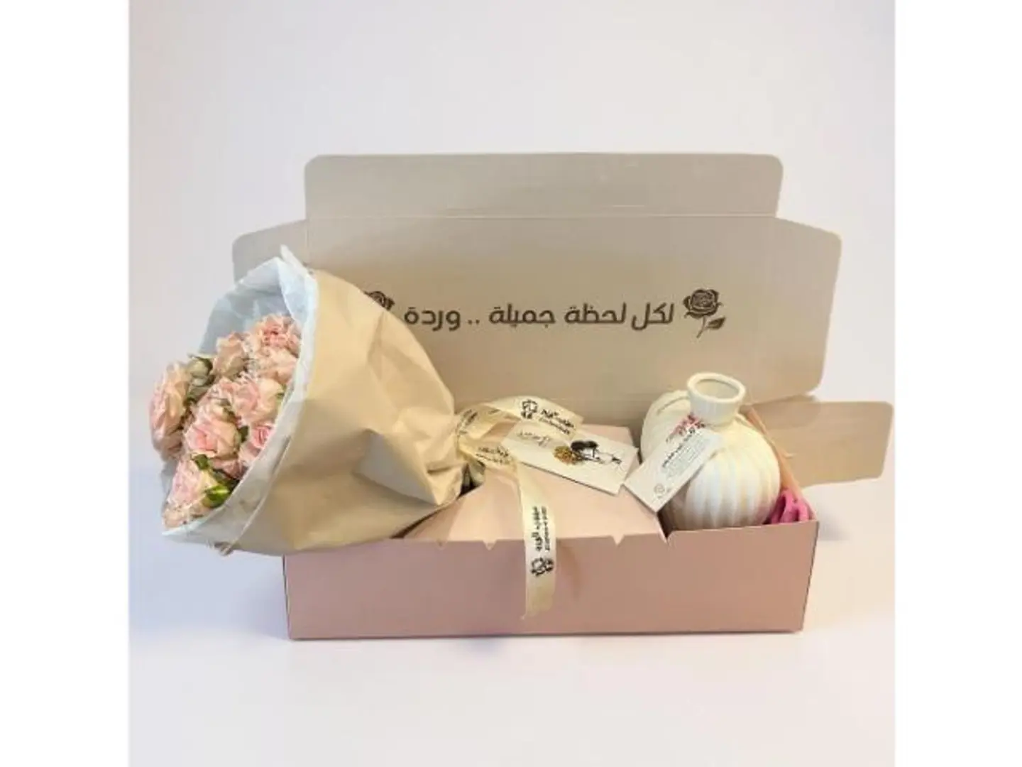 Box With Pink Baby Rose Bouquet