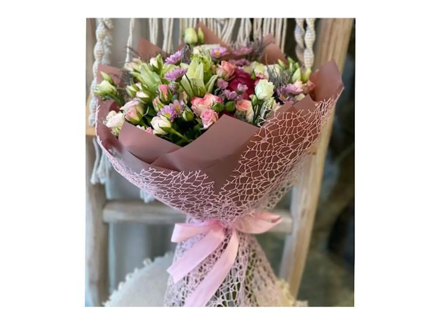 Bouquet With Pink Packaging